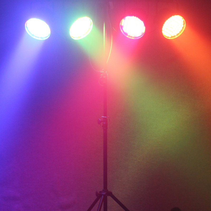 4 LED Wash Lights on T Stand